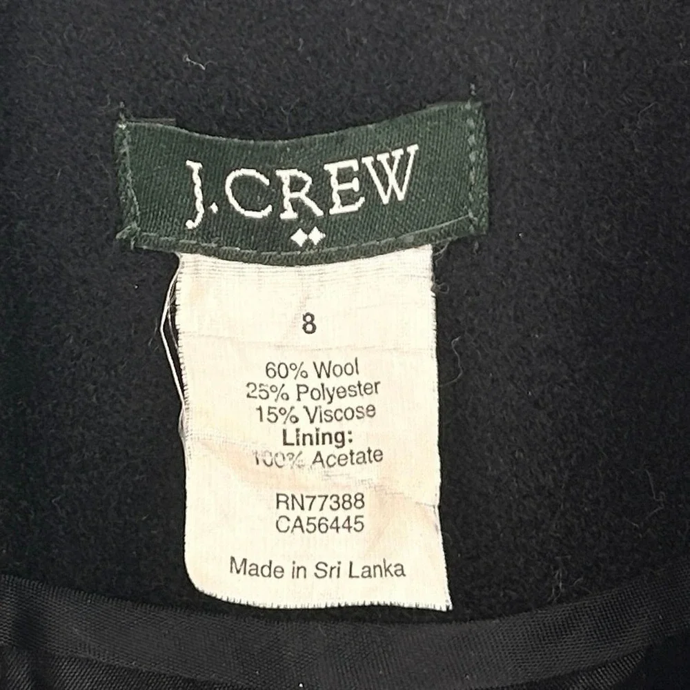 J.Crew Black Wool Coat Women's Lady Day Midi Fit & Flare Pleated A-Line Size 8 - Picture 8 of 9